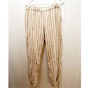 Madewell cotton pull on striped pants tan